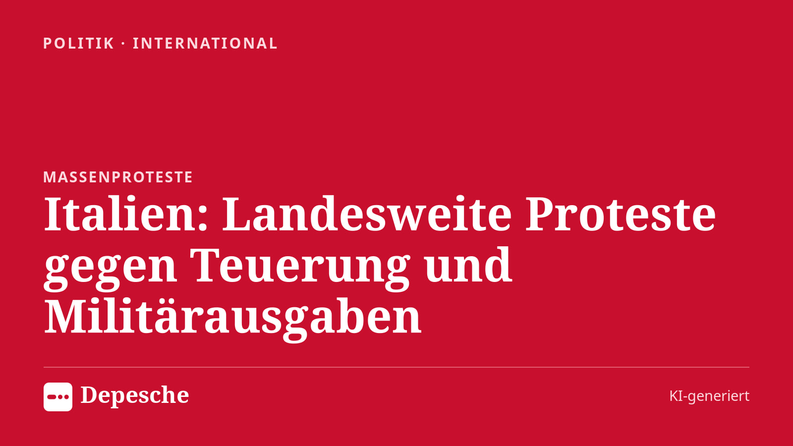 Politik: Italien: Landesweite Proteste gegen Teuerung und Militärausgaben