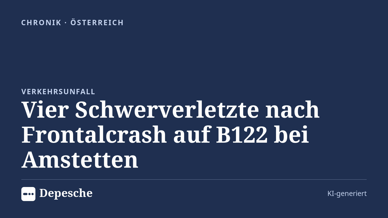 Chronik: Vier Schwerverletzte nach Frontalcrash auf B122 bei Amstetten
