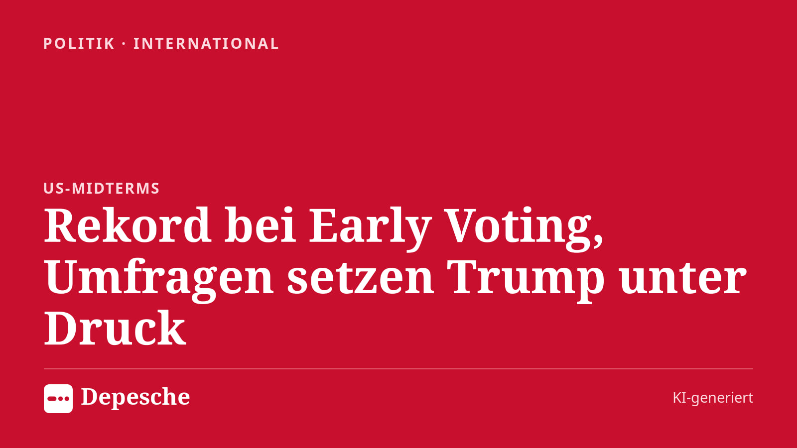 Politik: Rekord bei Early Voting, Umfragen setzen Trump unter Druck