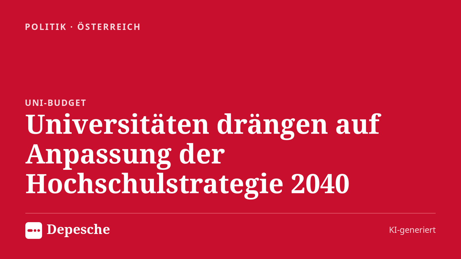Politik: Universitäten drängen auf Anpassung der Hochschulstrategie 2040