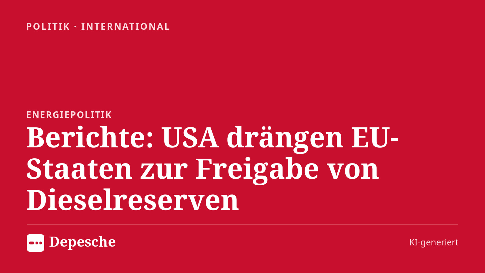 Politik: Berichte: USA drängen EU-Staaten zur Freigabe von Dieselreserven