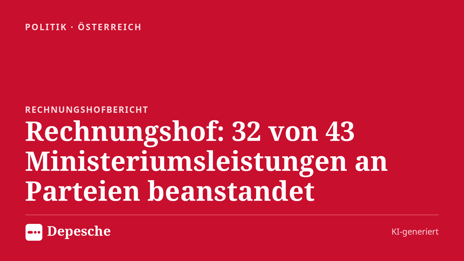 Politik: Rechnungshof: 32 von 43 Ministeriumsleistungen an Parteien beanstandet