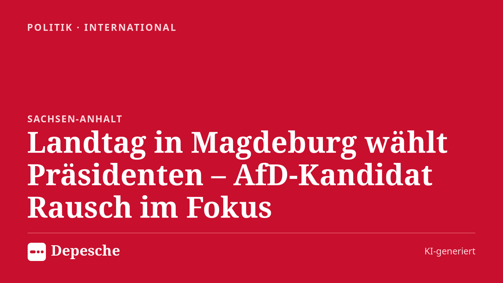 Politik: Landtag in Magdeburg wählt Präsidenten – AfD-Kandidat Rausch im Fokus
