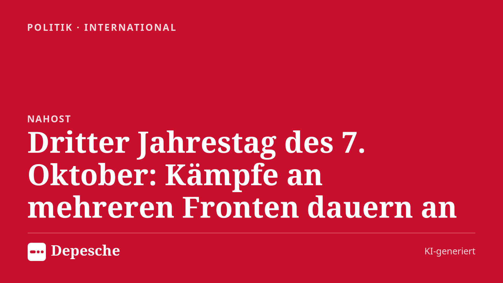 Politik: Dritter Jahrestag des 7. Oktober: Kämpfe an mehreren Fronten dauern an