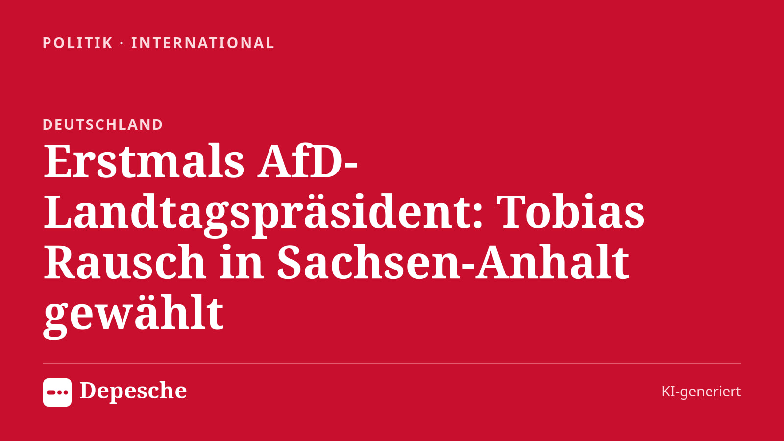 Politik: Erstmals AfD-Landtagspräsident: Tobias Rausch in Sachsen‑Anhalt gewählt