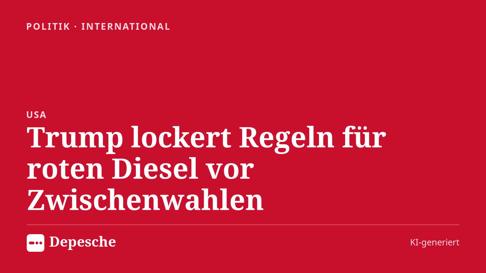 Politik: Trump lockert Regeln für roten Diesel vor Zwischenwahlen