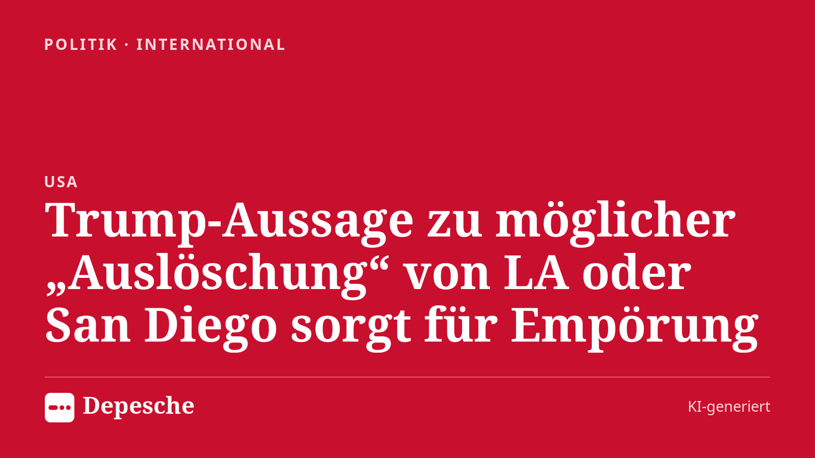 Politik: Trump‑Aussage zu möglicher „Auslöschung“ von LA oder San Diego sorgt für Empörung