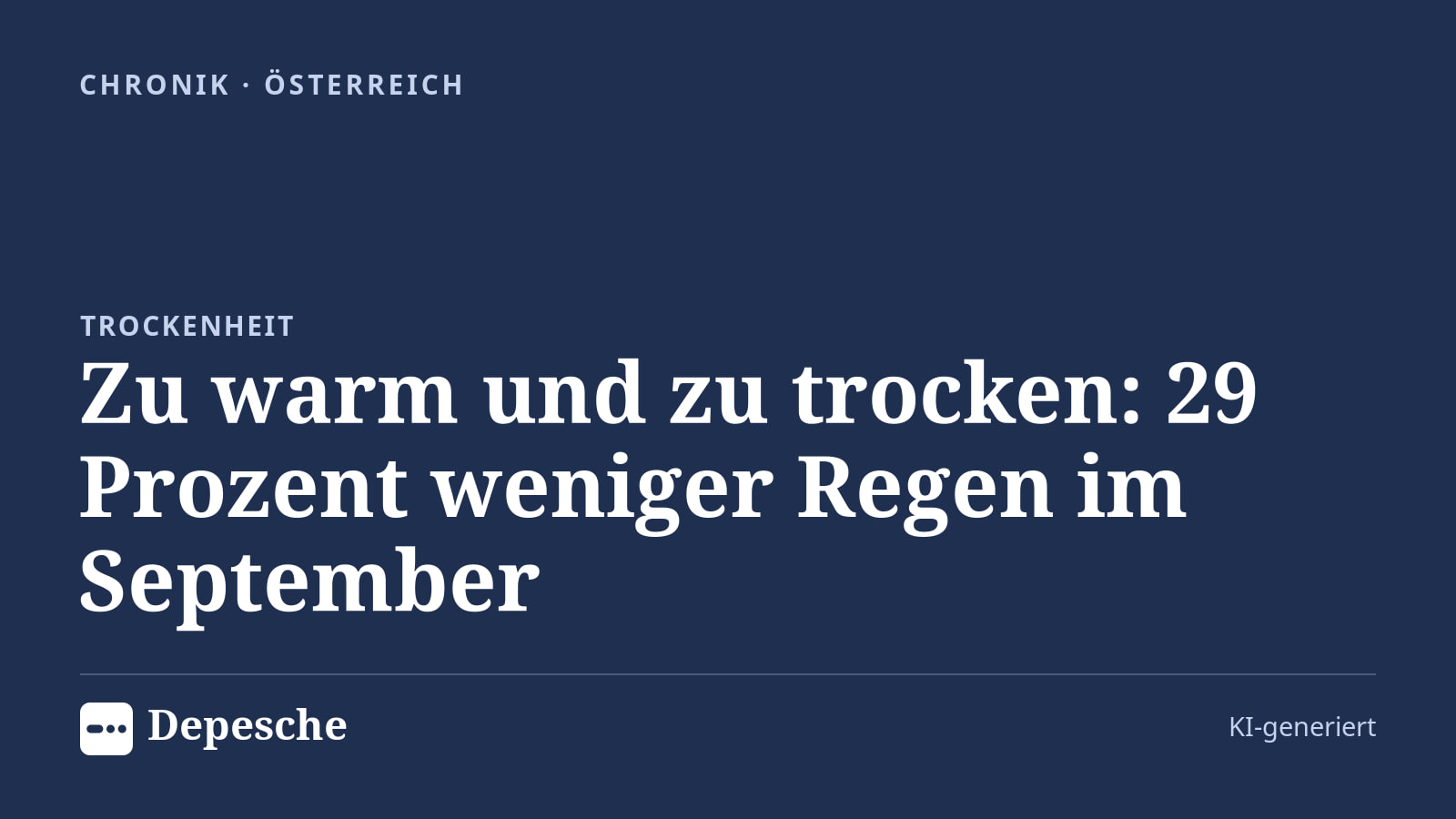 Chronik: Zu warm und zu trocken: 29 Prozent weniger Regen im September