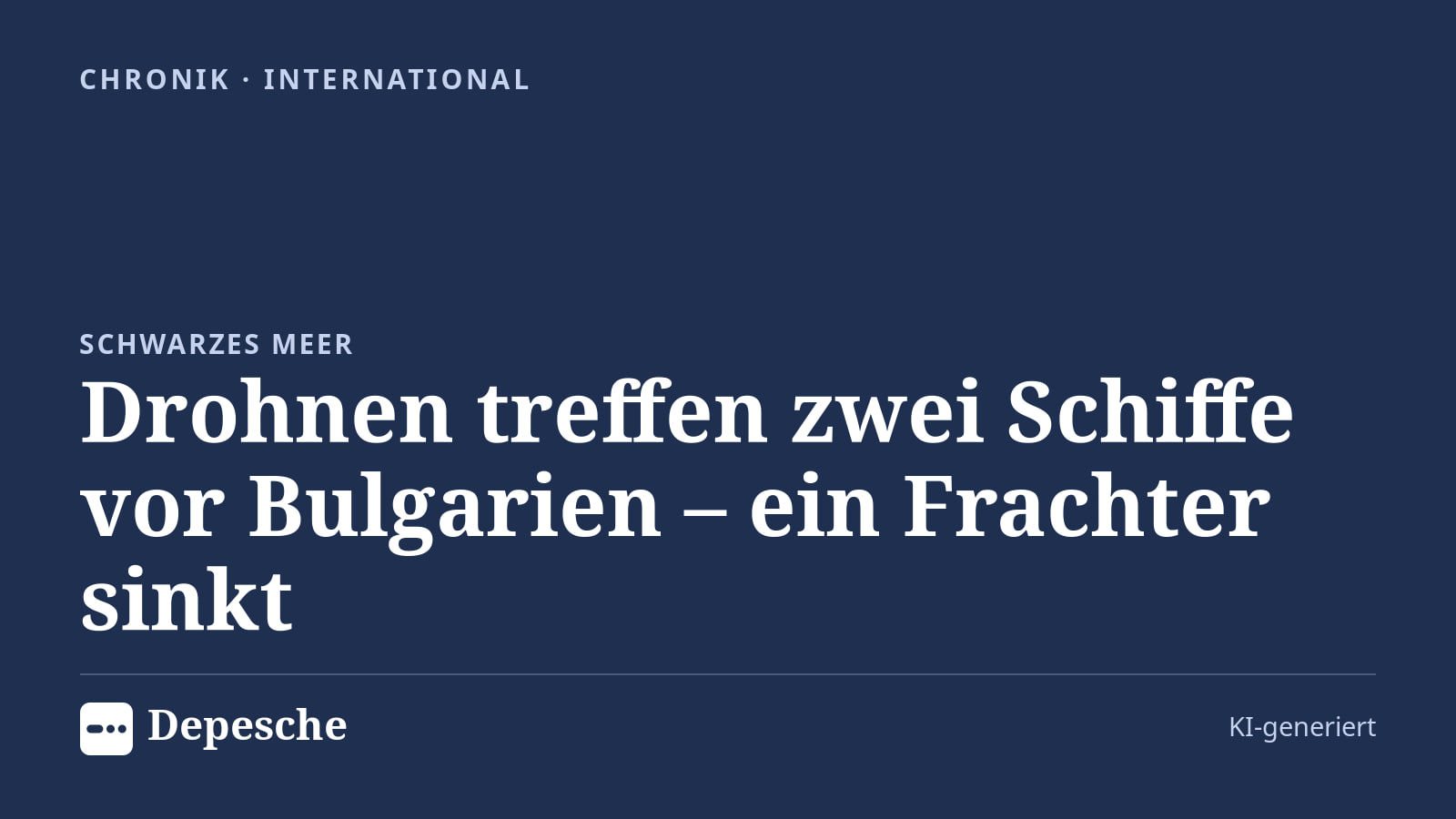 Chronik: Drohnen treffen zwei Schiffe vor Bulgarien – ein Frachter sinkt