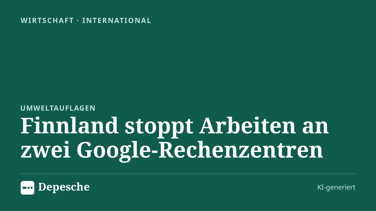 Wirtschaft: Finnland stoppt Arbeiten an zwei Google‑Rechenzentren