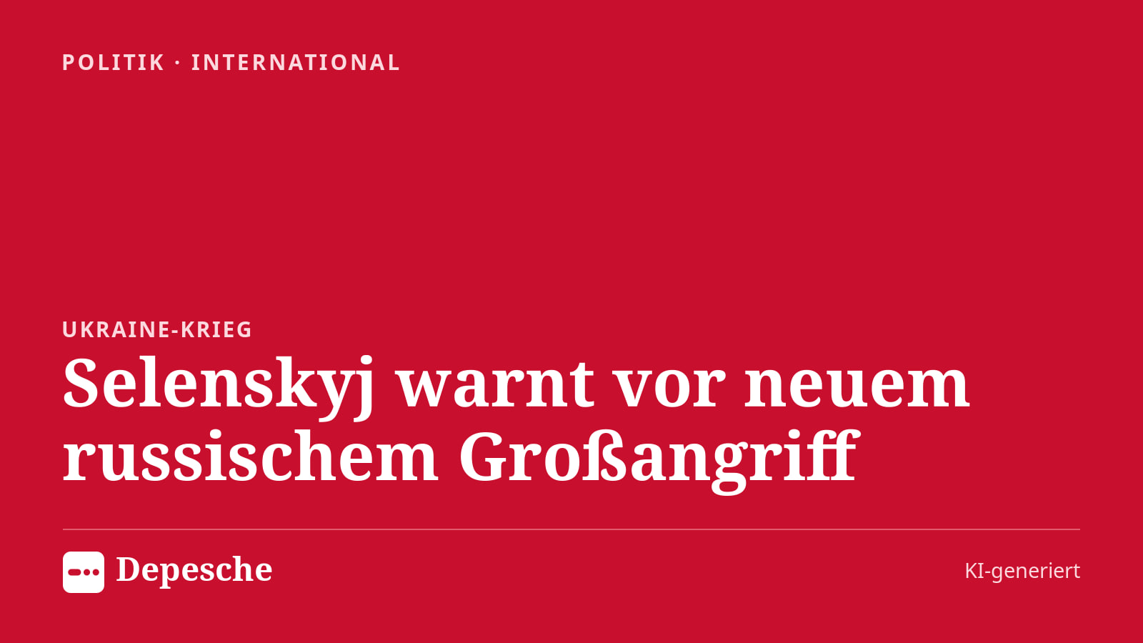 Politik: Selenskyj warnt vor neuem russischem Großangriff