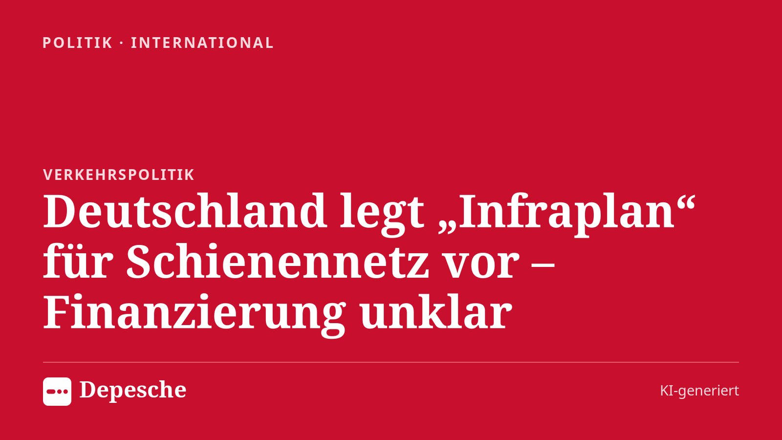 Politik: Deutschland legt „Infraplan“ für Schienennetz vor – Finanzierung unklar