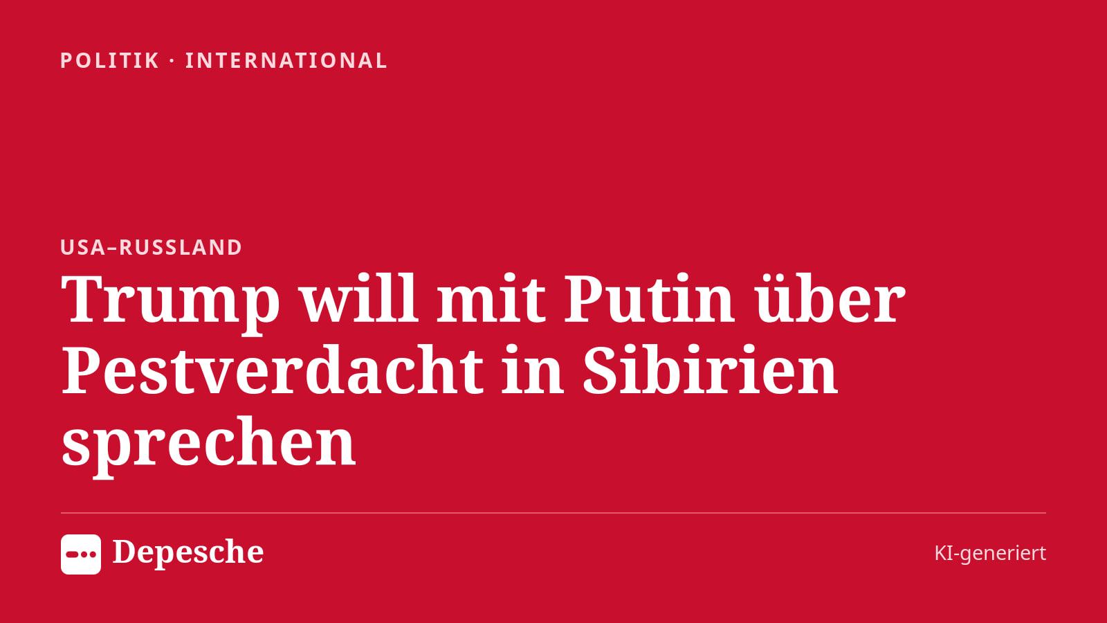Politik: Trump will mit Putin über Pestverdacht in Sibirien sprechen