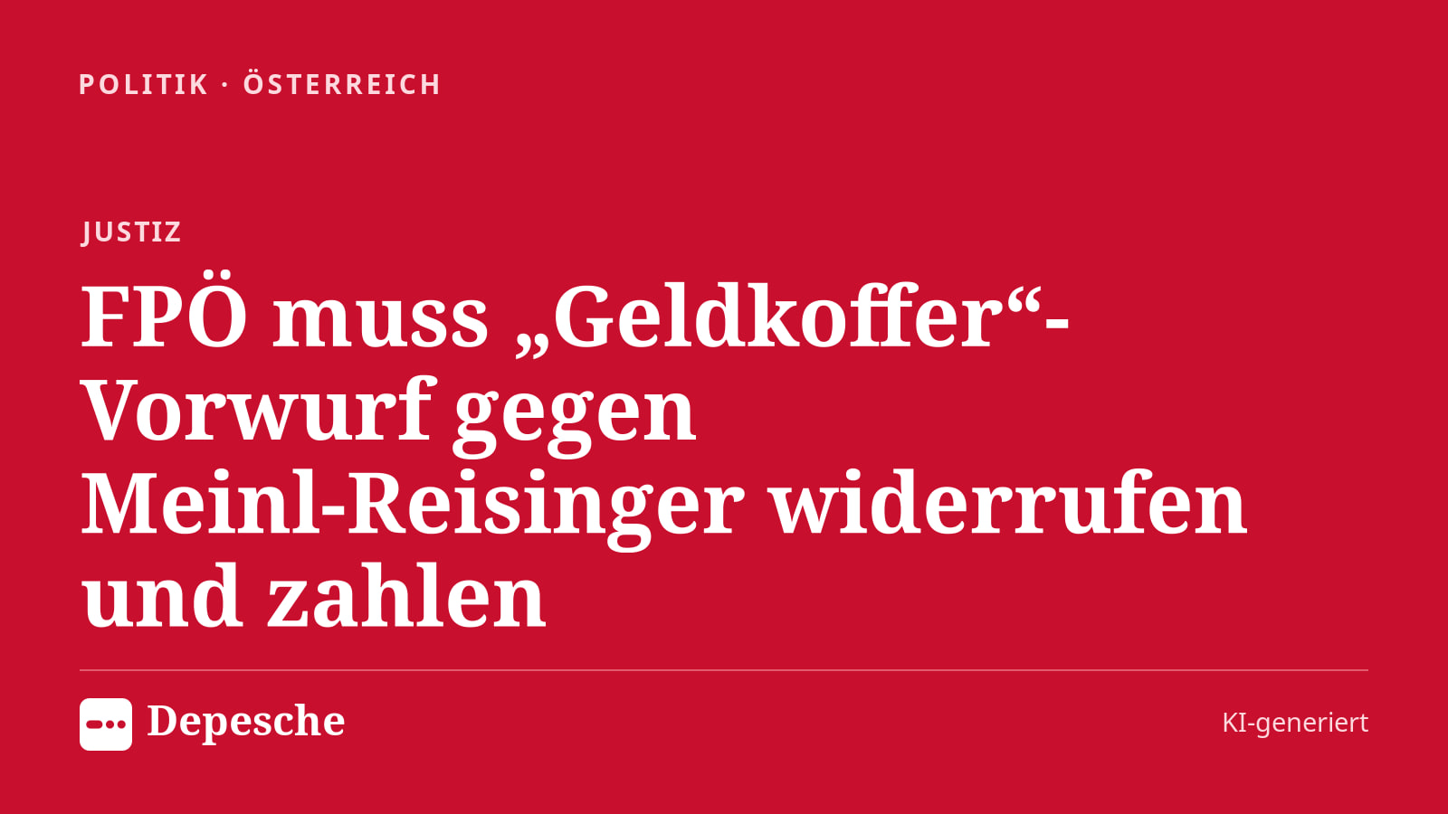 Politik: FPÖ muss „Geldkoffer“-Vorwurf gegen Meinl‑Reisinger widerrufen und zahlen