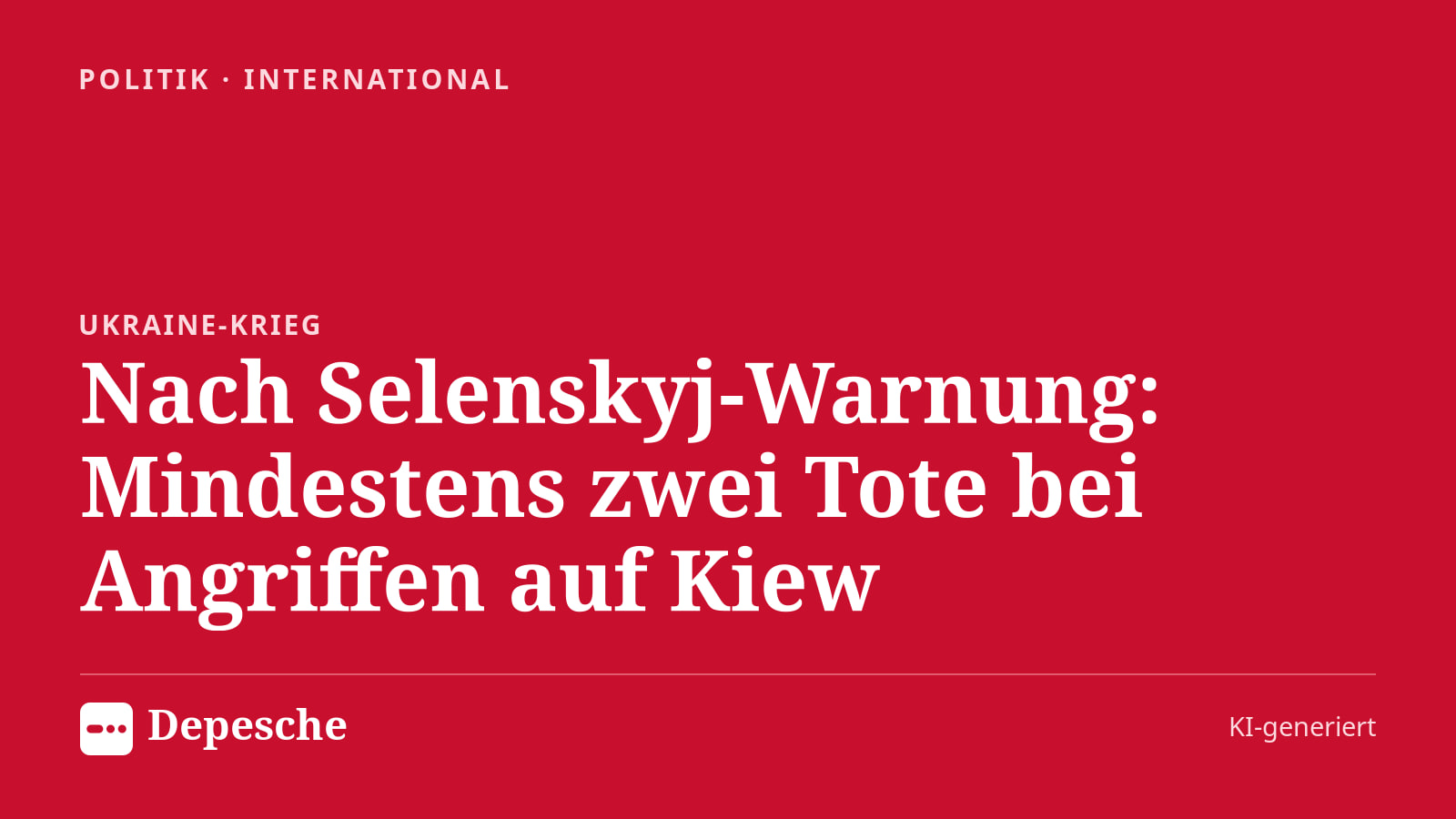 Politik: Nach Selenskyj-Warnung: Mindestens zwei Tote bei Angriffen auf Kiew