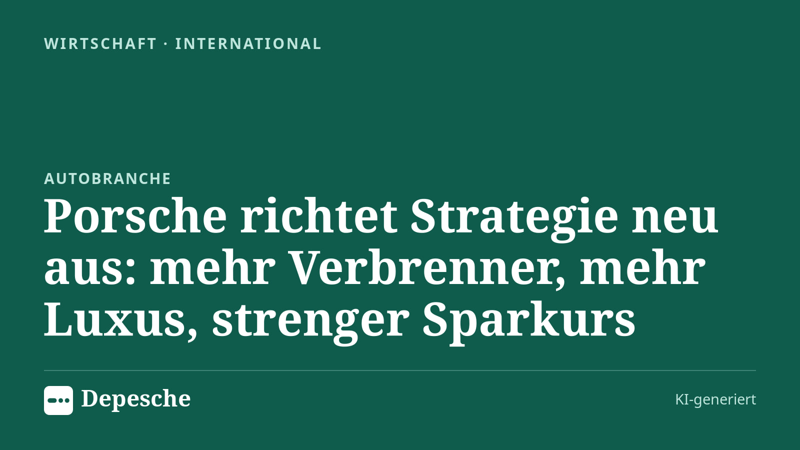 Wirtschaft: Porsche richtet Strategie neu aus: mehr Verbrenner, mehr Luxus, strenger Sparkurs