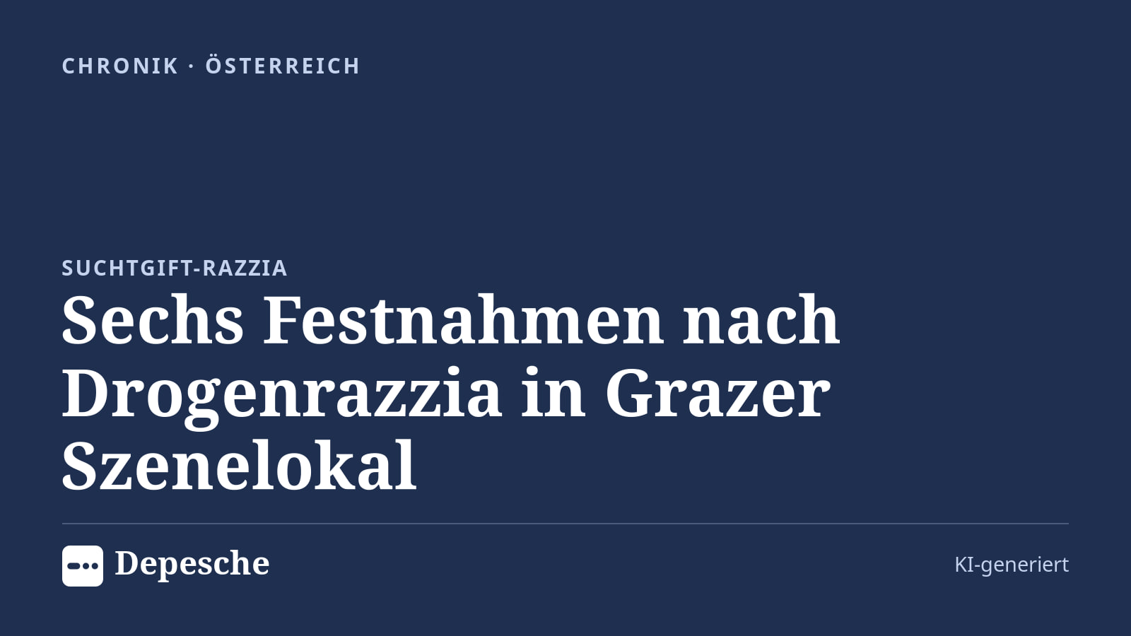 Chronik: Sechs Festnahmen nach Drogenrazzia in Grazer Szenelokal