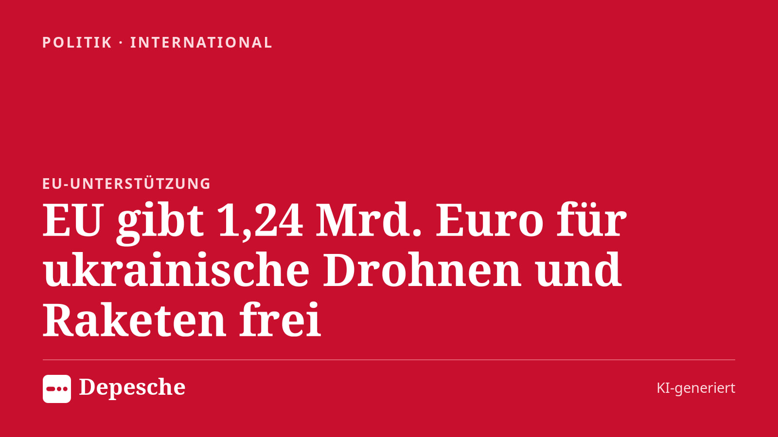 Politik: EU gibt 1,24 Mrd. Euro für ukrainische Drohnen und Raketen frei