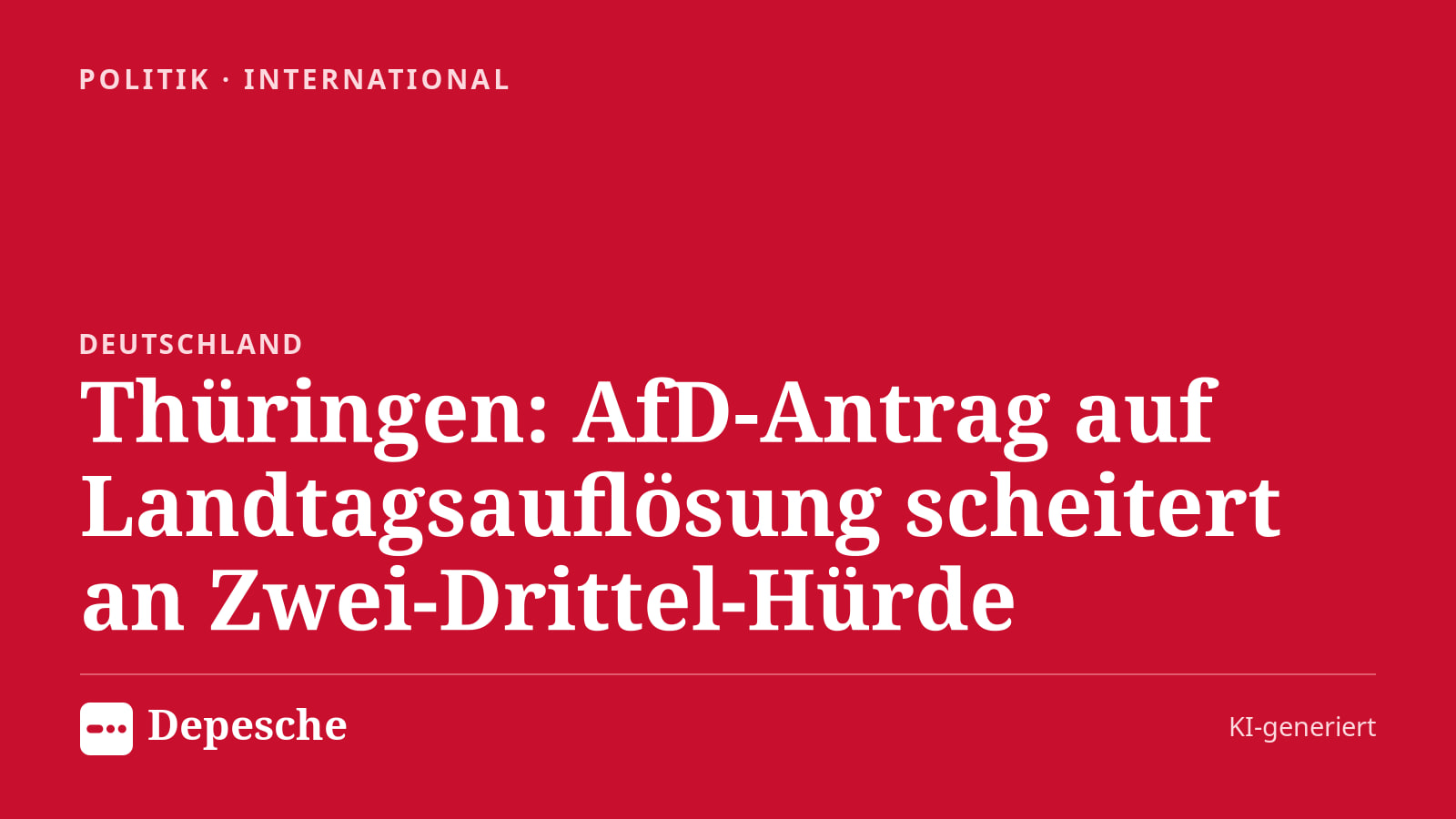 Politik: Thüringen: AfD-Antrag auf Landtagsauflösung scheitert an Zwei-Drittel-Hürde