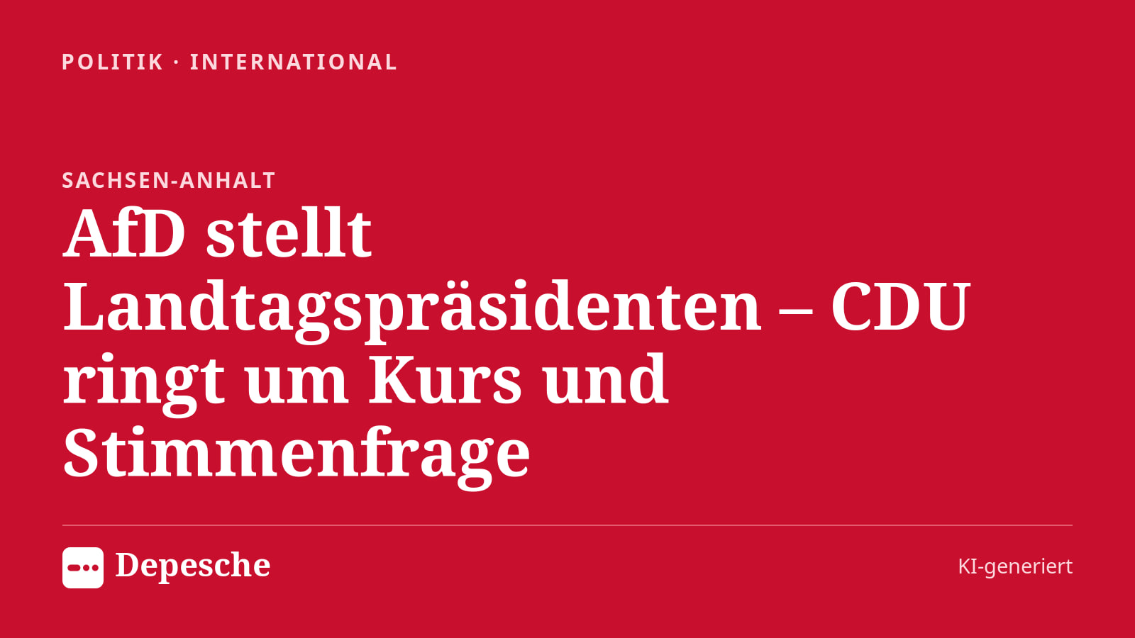 Politik: AfD stellt Landtagspräsidenten – CDU ringt um Kurs und Stimmenfrage