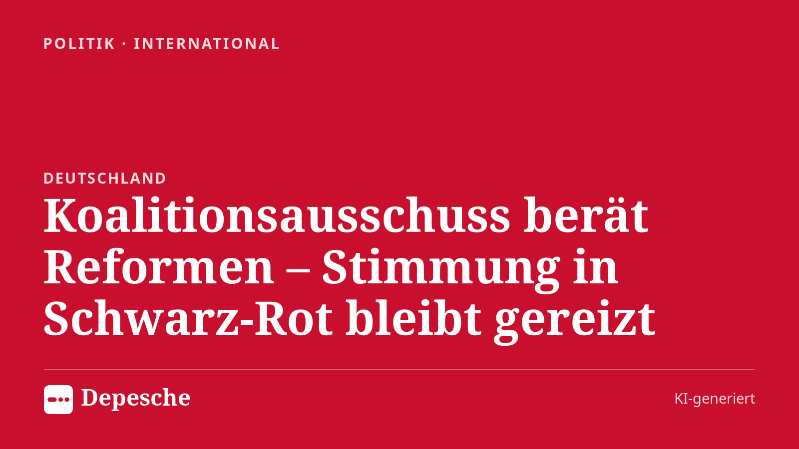 Politik: Koalitionsausschuss berät Reformen – Stimmung in Schwarz‑Rot bleibt gereizt