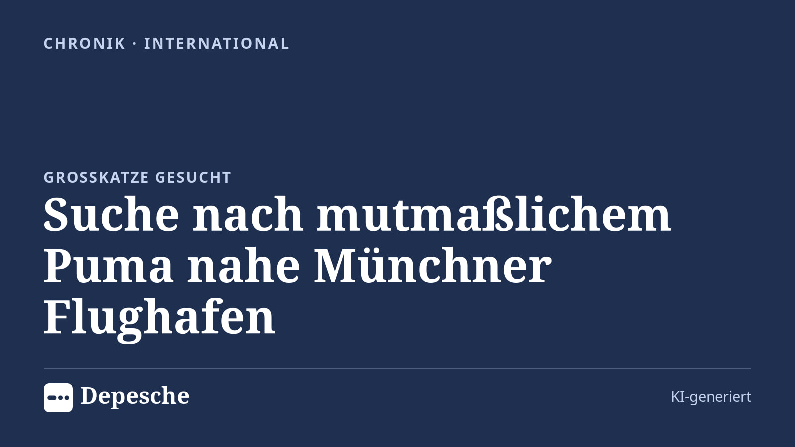 Chronik: Suche nach mutmaßlichem Puma nahe Münchner Flughafen