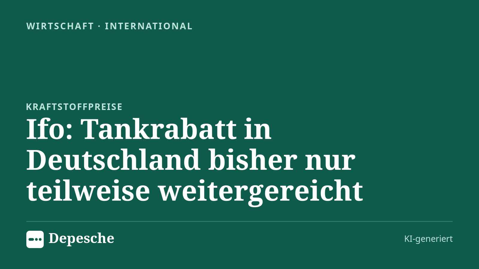 Wirtschaft: Ifo: Tankrabatt in Deutschland bisher nur teilweise weitergereicht