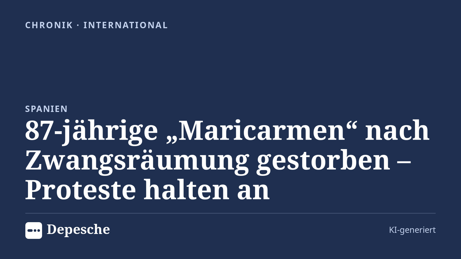 Chronik: 87‑jährige „Maricarmen“ nach Zwangsräumung gestorben – Proteste halten an