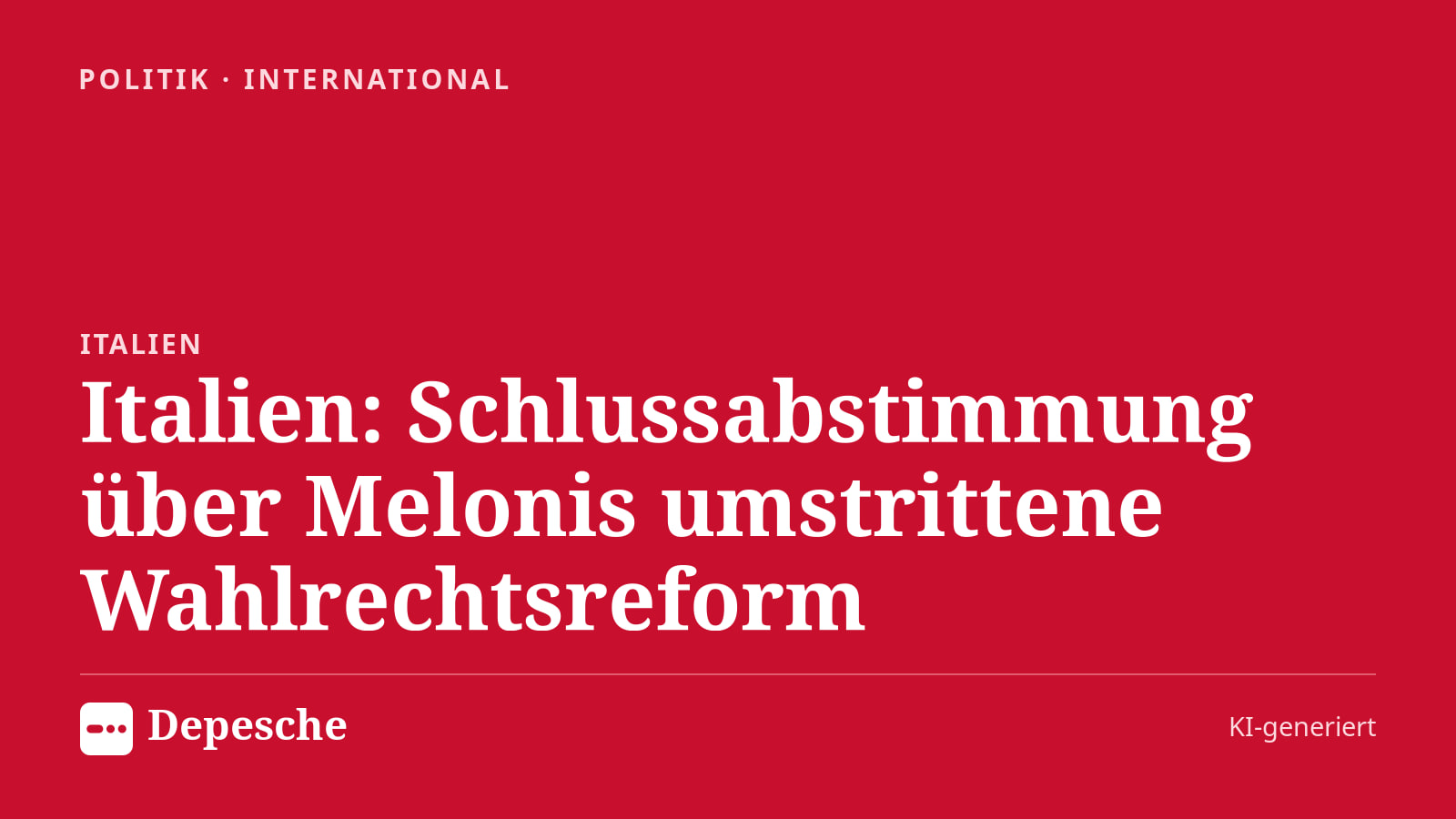 Politik: Italien: Schlussabstimmung über Melonis umstrittene Wahlrechtsreform