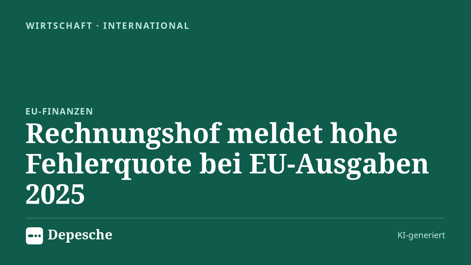 Wirtschaft: Rechnungshof meldet hohe Fehlerquote bei EU‑Ausgaben 2025